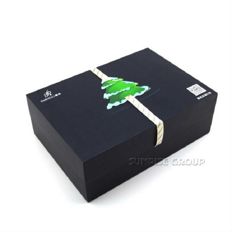 Caja de regalo de papel impresa logotipo de encargo al por mayor directo de la Navidad de la fábrica de China