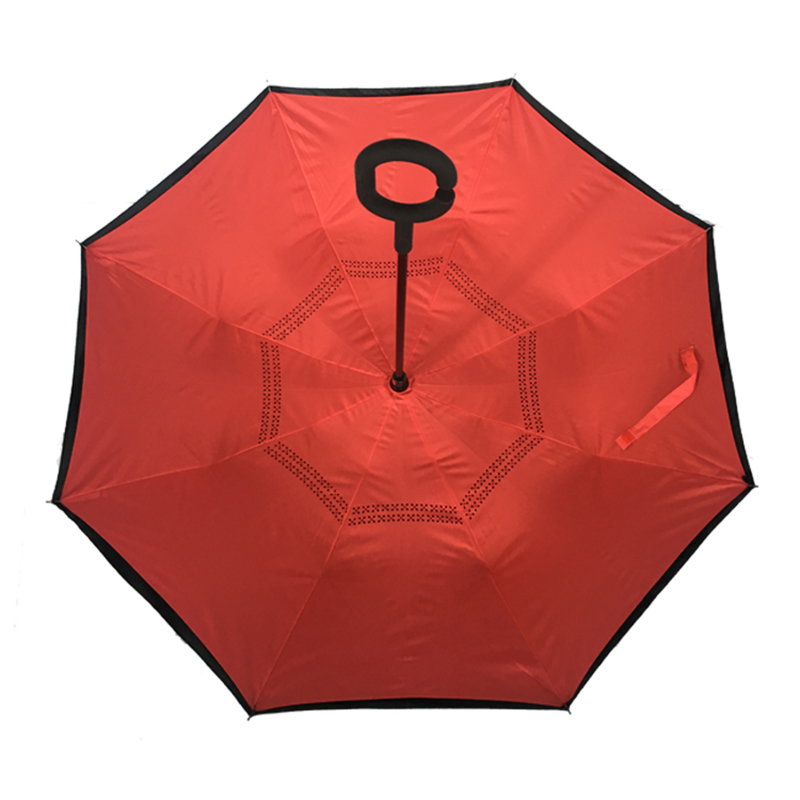 Reversa Upside Down Striaght Umbrella Manual Open Función Cutom Impresión Logo Hands Free Umbrella