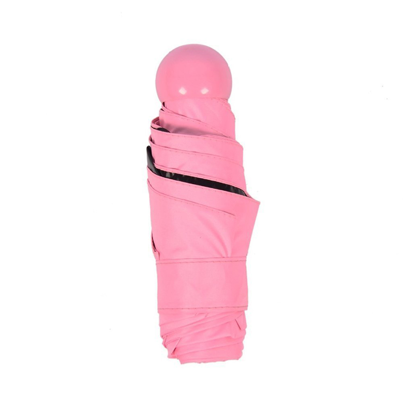 Paraguas 2019 6 Paneles Mini 5 pliegues Revestimiento negro paraguas anti-UV Paraguas cápsula rosa