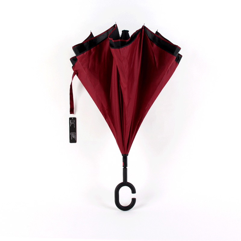Para mayor publicidad y material promocional, paraguas recto de tela de doble capa con mango en forma de C