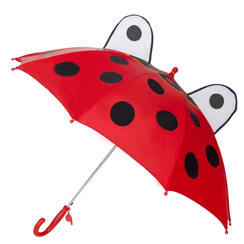 Niños al aire libre mariquita niña de dibujos animados personalizados niños paraguas recto