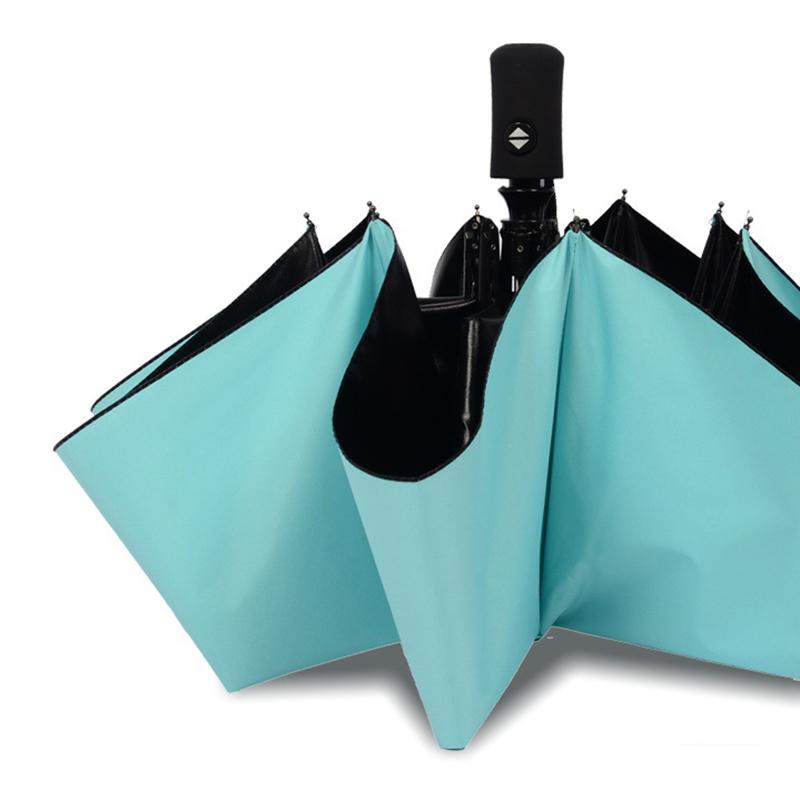 Paraguas de viaje recubierto negro Tamaño Cierre automático y cierre automático fuera del artículo 3 Paraguas plegable