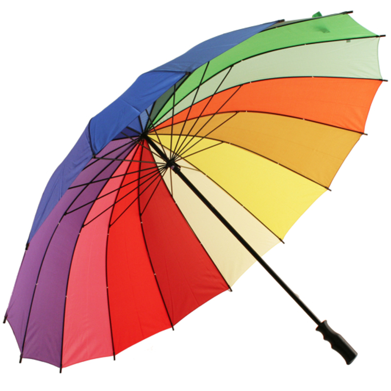 Paraguas colorido modificado para requisitos particulares del golf de la prenda impermeable del arco iris del logotipo para la promoción