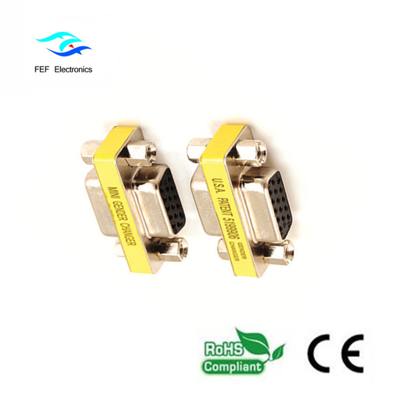 Mini DB15 VGA HD hembra a hembra adaptador / acoplador Código: FEF-V-007
