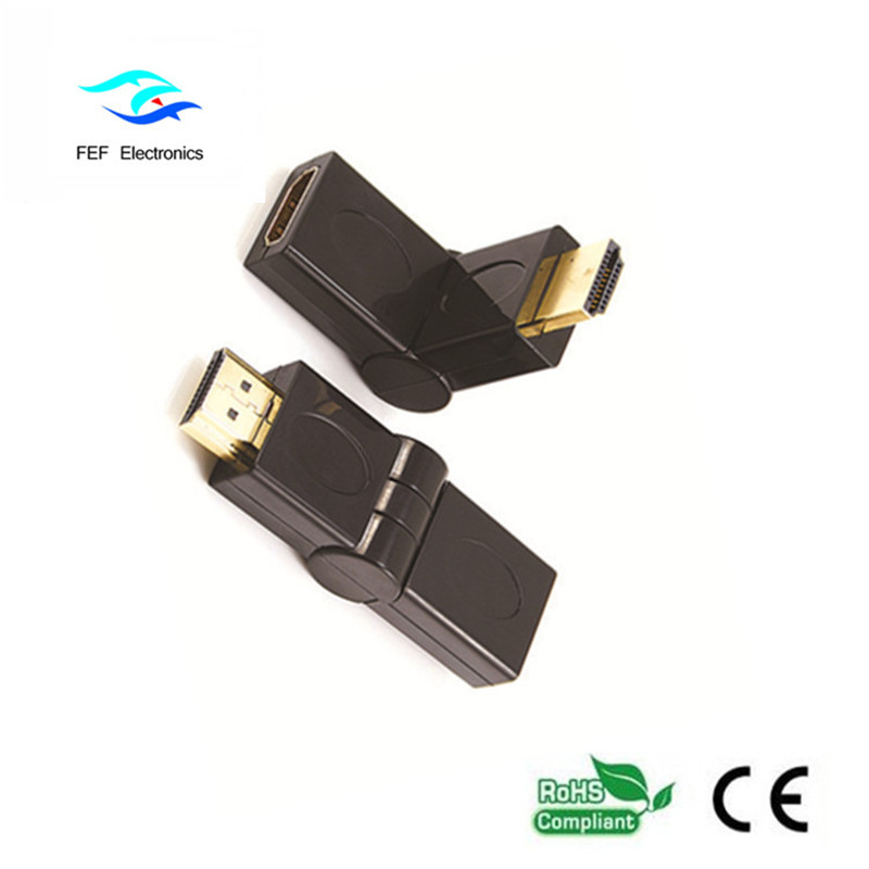 Adaptador HDMI macho a HDMI hembra tipo oscilante Oro / Niquelado Código: FEF-HX-002