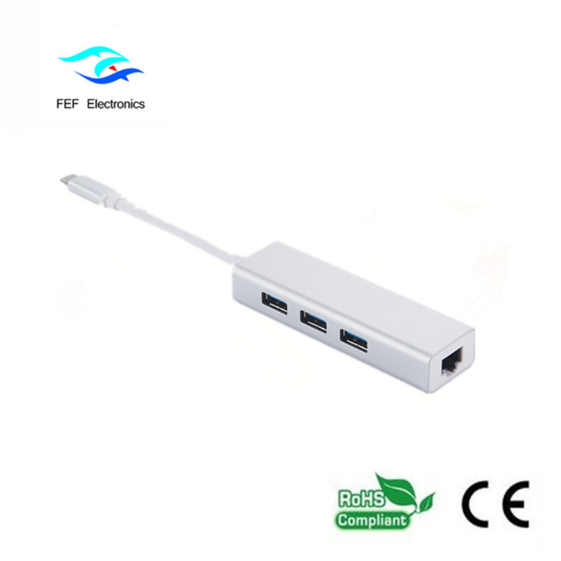 USB 3.1 Tipo c a RG45 hembra Gigabit Ethernet + 3 * USB2.0 hembra ABS carcasa Código: FEF-USBIC-016