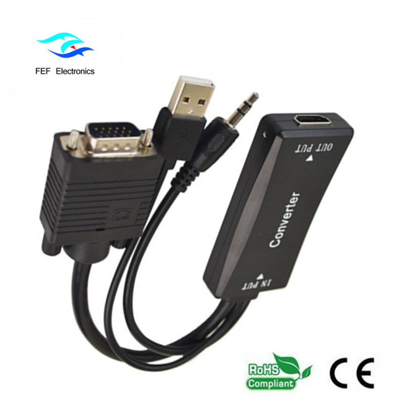 Fuente de alimentación VGA macho a HDMI hembra + Audio + USB Código: FEF-HIC-011