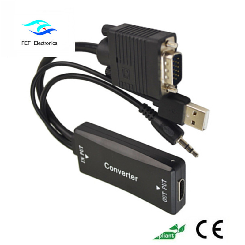 Fuente de alimentación VGA macho a HDMI hembra + Audio + USB Código: FEF-HIC-011