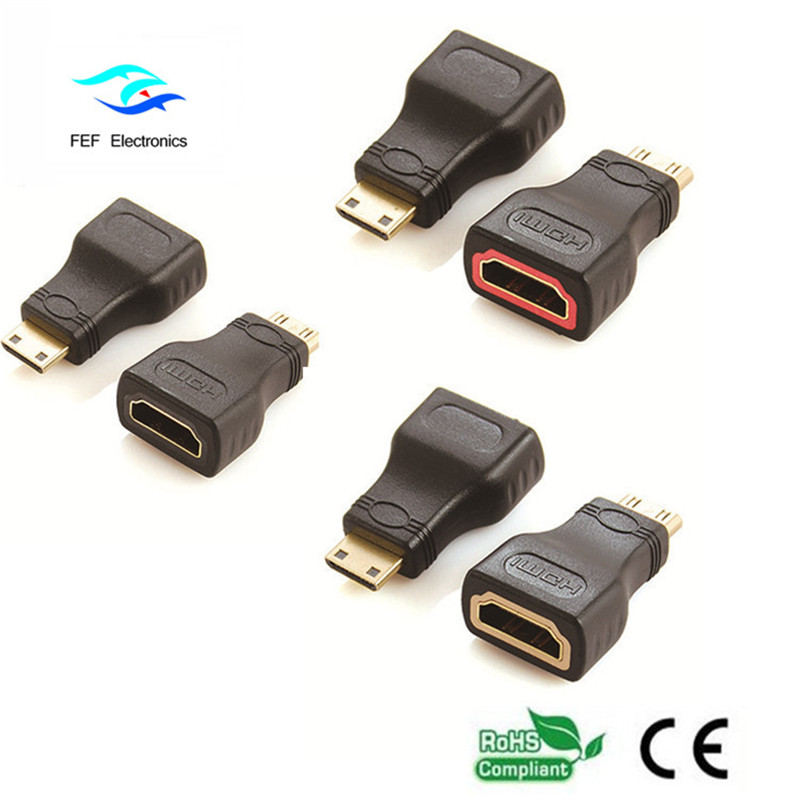 Adaptador HDMI hembra a mini HDMI macho dorado / niquelado Código: FEF-H-022