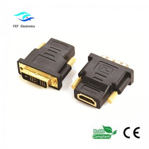 Adaptador DVI (18 + 1) macho a HDMI hembra dorado / niquelado Código: FEF-HD-002