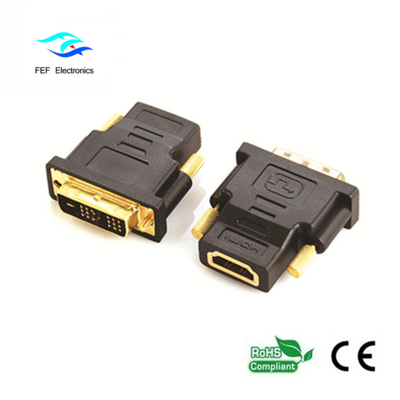 Adaptador DVI (18 + 1) macho a HDMI hembra dorado / niquelado Código: FEF-HD-002