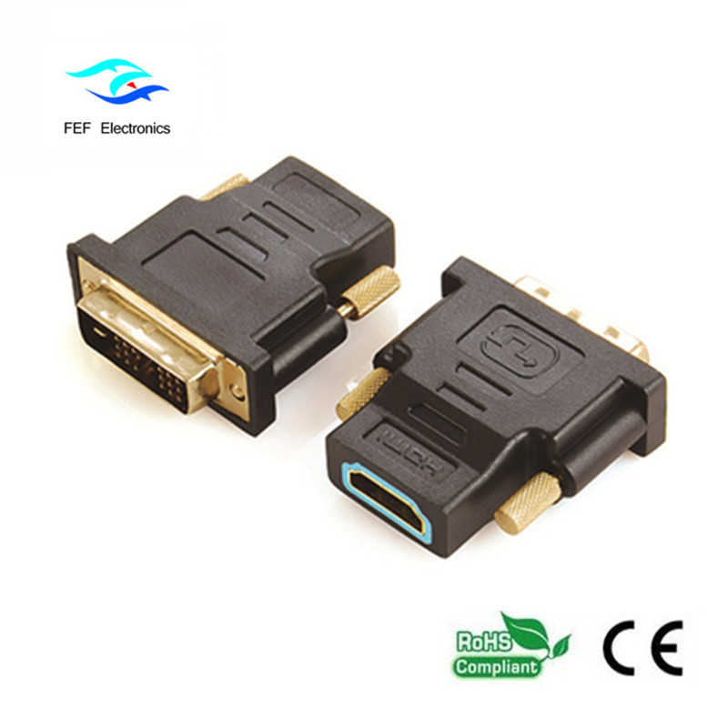 Adaptador DVI (18 + 1) macho a HDMI hembra dorado / niquelado Código: FEF-HD-002