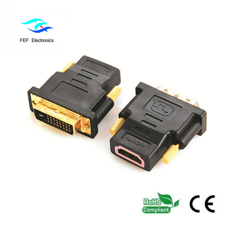 Adaptador DVI (24 + 1) macho a HDMI hembra dorado / niquelado Código: FEF-HD-004