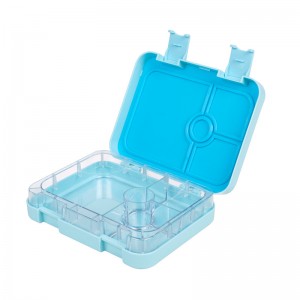 Bento Lunch Box a prueba de fugas para niños y adultos, color azul, 4 compartimentos