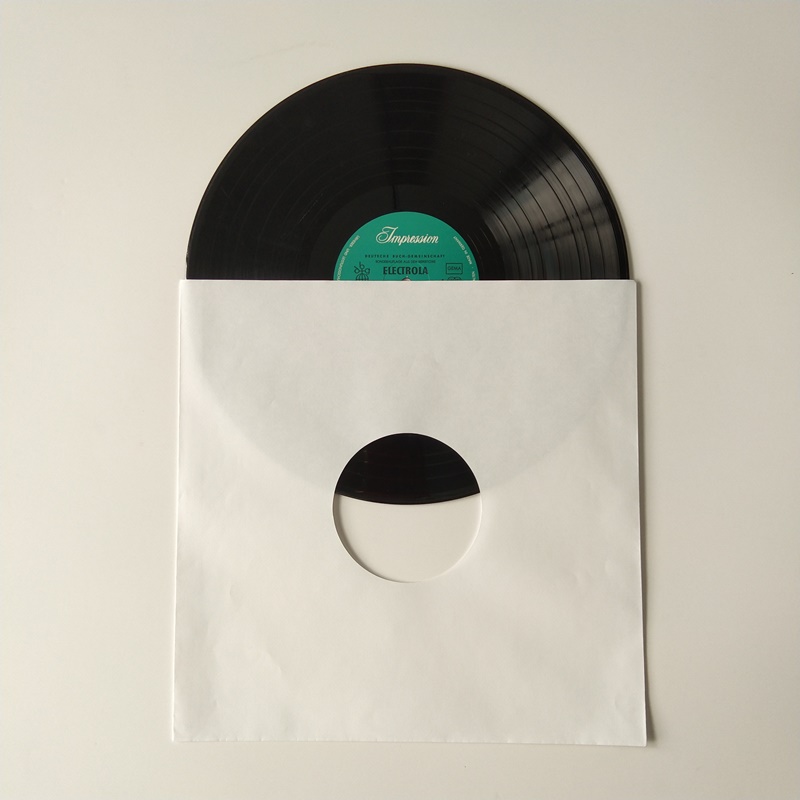 Fundas de álbum de registro de papel Kraft blanco de 12 LP con orificio central