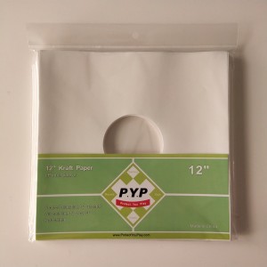Fundas de álbum de registro de papel Kraft blanco de 12 LP con orificio central