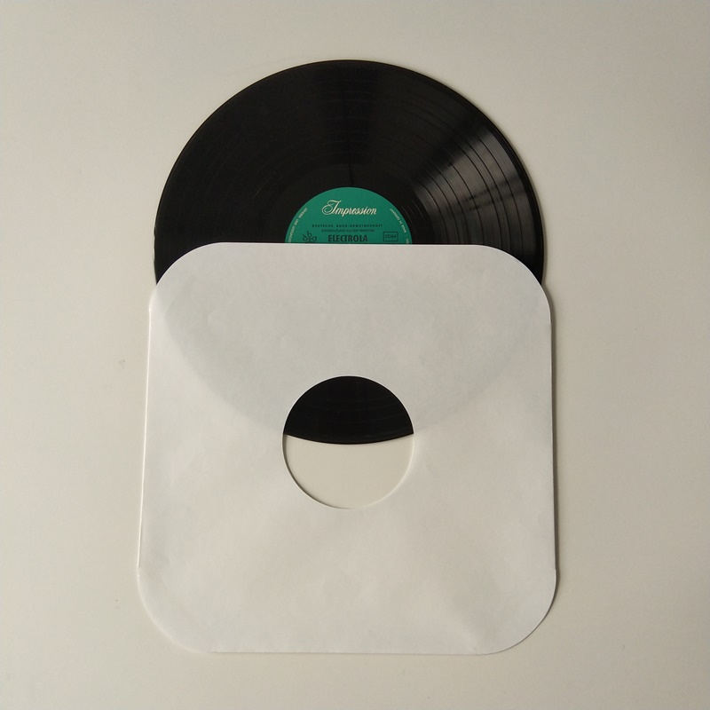 12 Libro blanco LP Record Sleeve 33 RPM Esquinas redondas con agujero