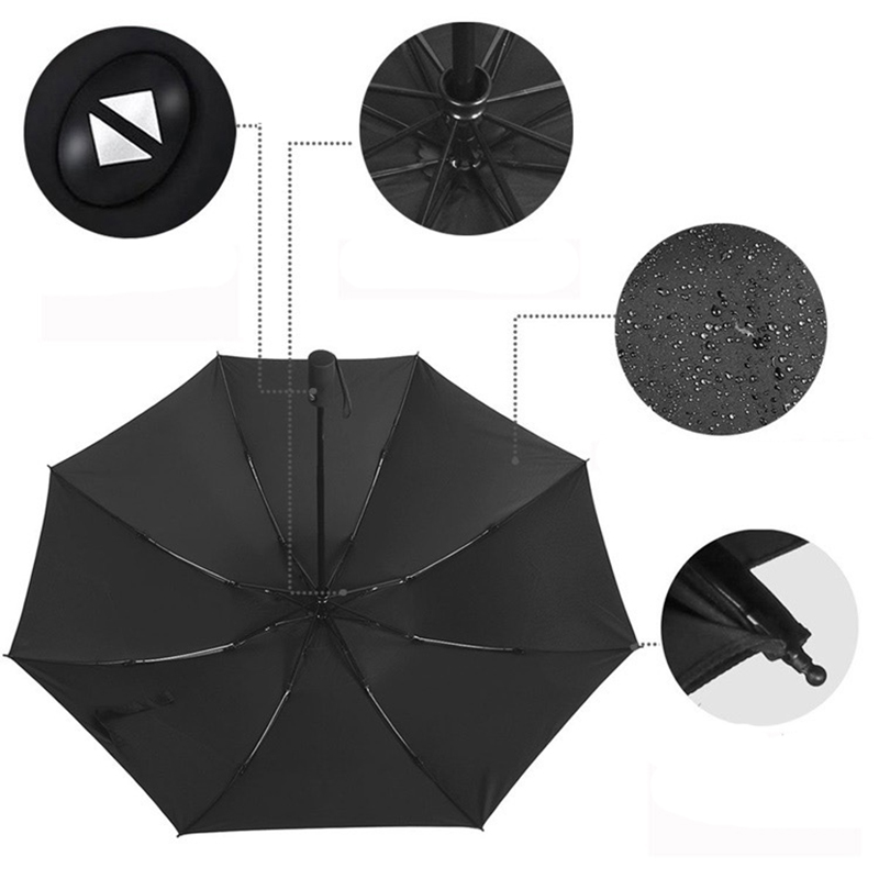 8 costillas paraguas revestimiento hidrofóbico cutom Impermeable 3 plegable AOAC paraguas de lluvia inversa
