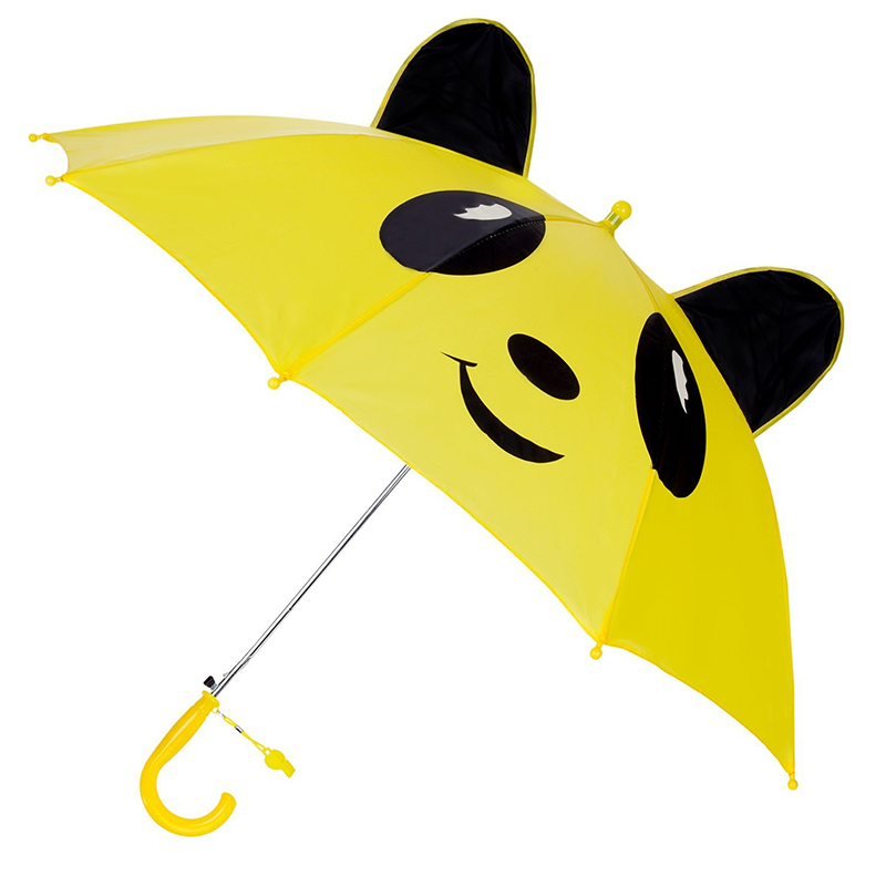 Paraguas al por mayor negro amarillo color panda auto abierto animal niños paraguas