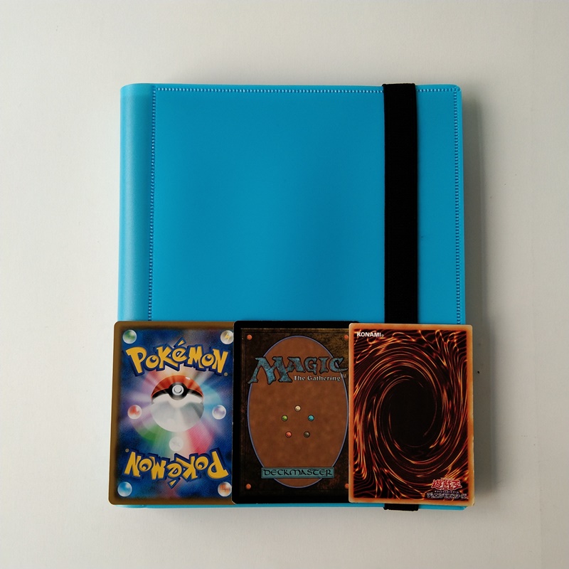 Color azul 4 bolsillos Pokemon Card Poly Binder Carga lateral