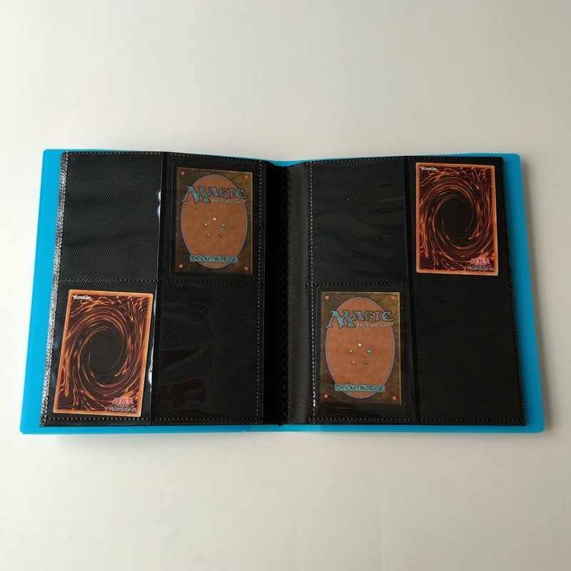Color azul 4 bolsillos Pokemon Card Poly Binder Carga lateral