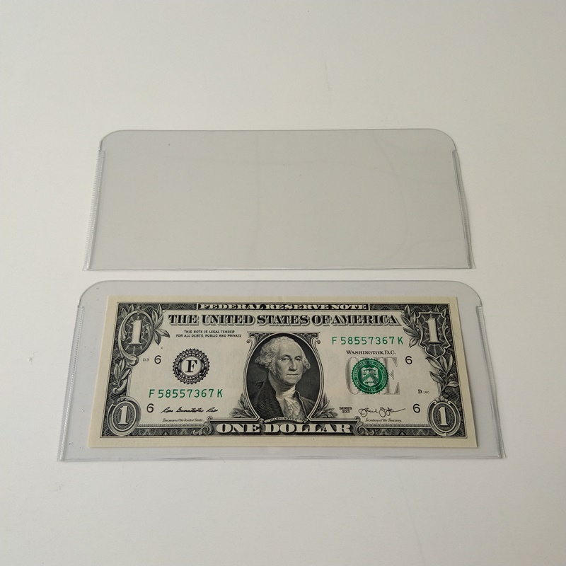 Mangas de coleccionista de billetes de moneda cristalina