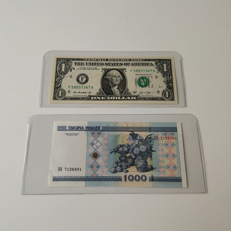 Mangas de coleccionista de billetes de moneda cristalina