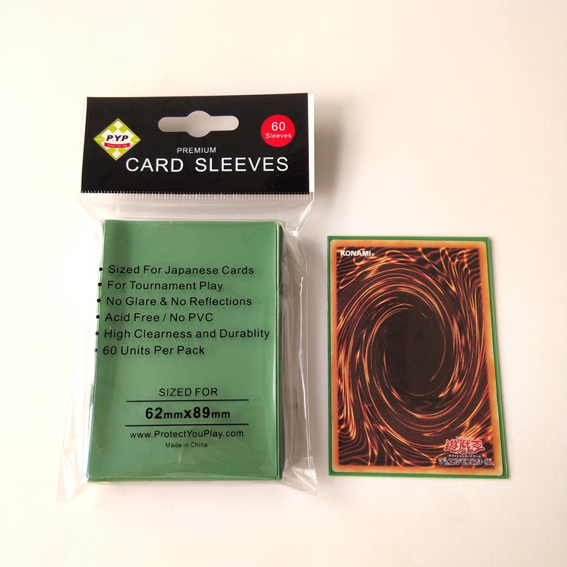 Mangas protectoras de cubierta mate de color verde para tarjeta de juego de tamaño japonés 60x87mm