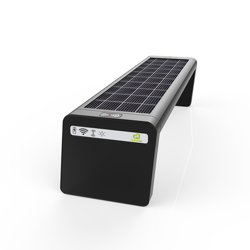 Solar Smart Bench Soporte opcional para bicicleta y pantalla LED en la parte posterior