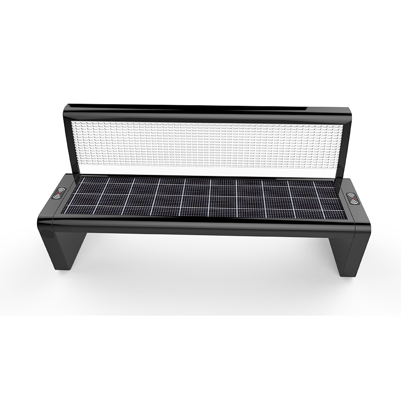 Solar Smart Bench Soporte opcional para bicicleta y pantalla LED en la parte posterior