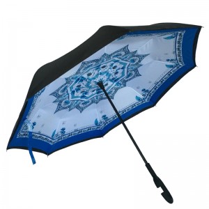 2019 Regalos de marketing Auto abierto manul cierre impresión personalizada lluvia especial a prueba de viento paraguas invertido