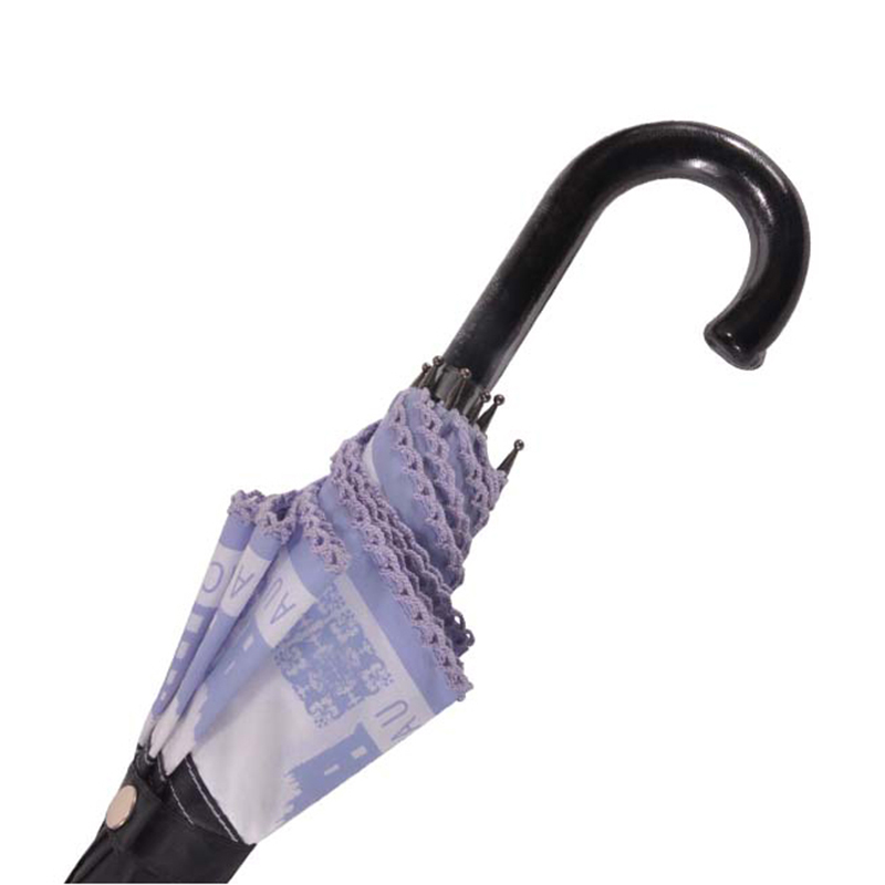 Paraguas plegable de impresión personalizada de viaje plegable de 2 pliegues con mango curvo