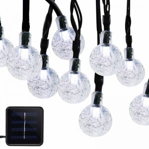 lámpara solar string 50 LED burbuja esfera de cristal 7 m / 23 ft 8 modo Luces navideñas adecuadas para exteriores Paisaje de navidad jardín patio familia vacaciones camino césped fiesta decorado luces blancas