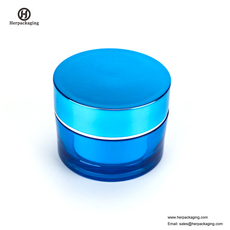 HXL212 Tarro cosmético azul brillante redondo vacío Contenedor de doble pared Tarro para el cuidado de la piel