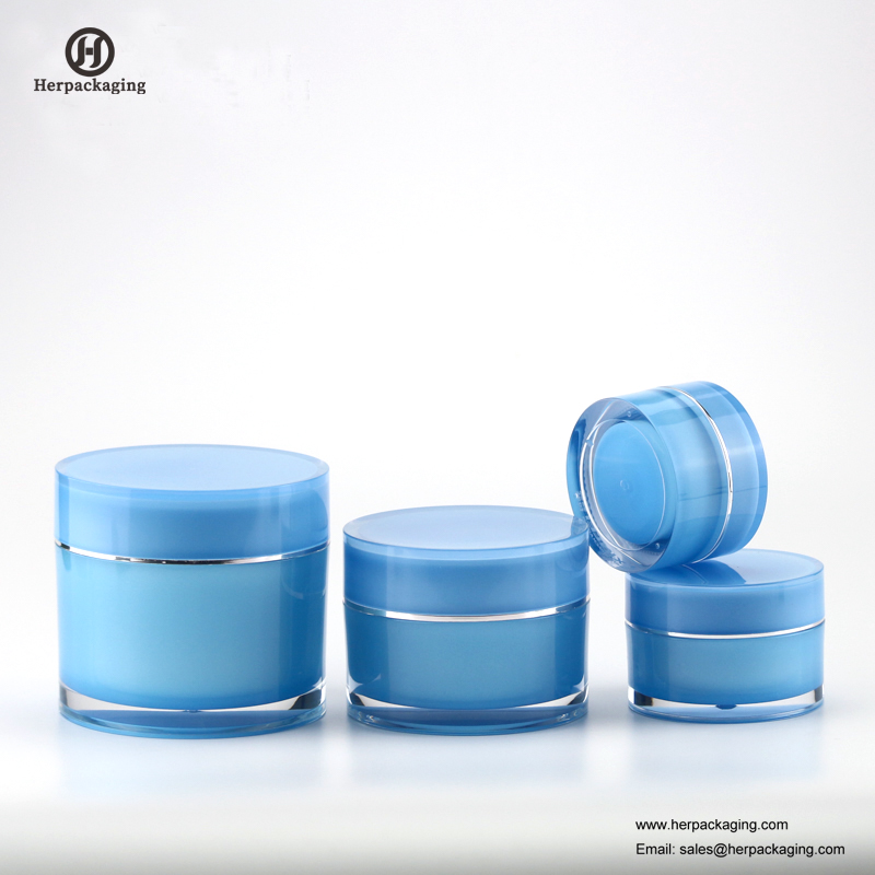 HXL212 Tarro cosmético azul brillante redondo vacío Contenedor de doble pared Tarro para el cuidado de la piel