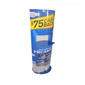 Papelería de montaje fácil Estante de soporte de exhibición de piso de cartón de punto de venta con bandejas