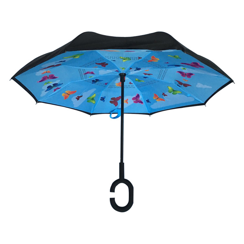 Paraguas para niños de 19 pulgadas con estampado de patrón paraguas recto reverso