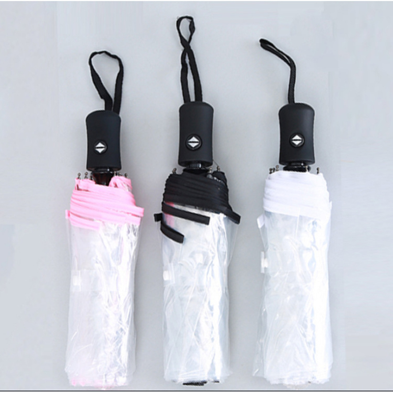 Material transparente de POE Umbrella con función de apertura automática y cierre automático Paraguas de 3 pliegues