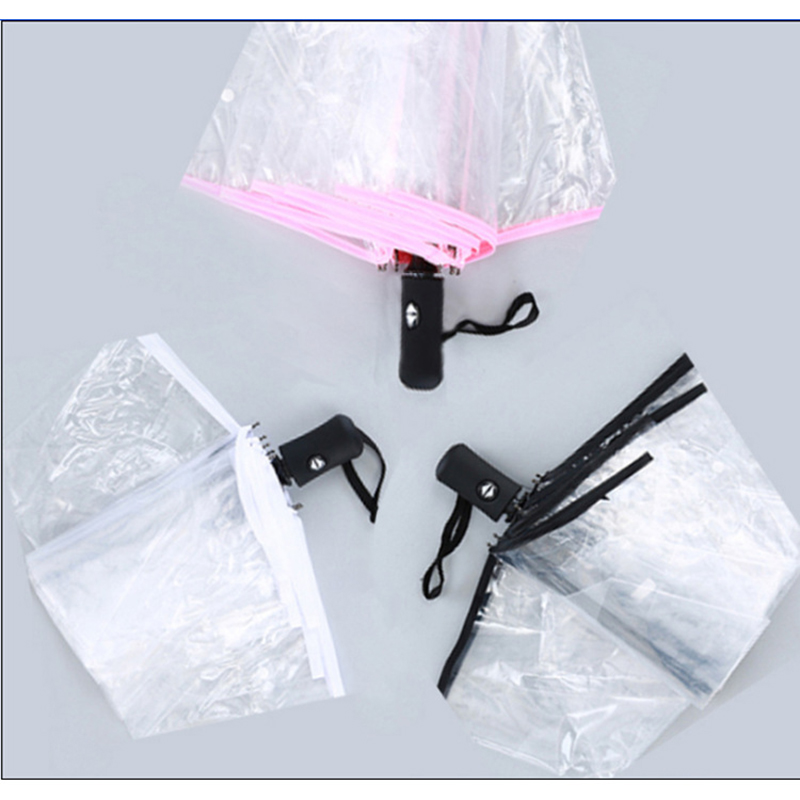 Material transparente de POE Umbrella con función de apertura automática y cierre automático Paraguas de 3 pliegues