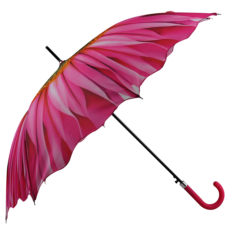 Paraguas de marketing al por mayor recto con borde de impresión de flores de diseño personalizado