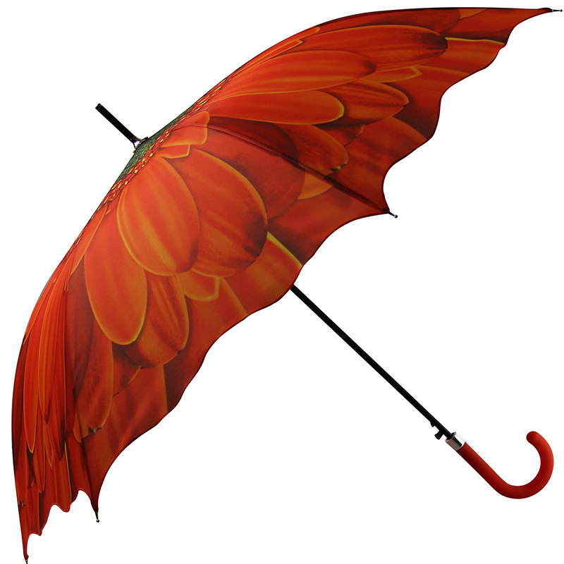 2019 regalos de empresa de tamaño de 23 pulgadas diseño de cutom forma de flor paraguas striaght