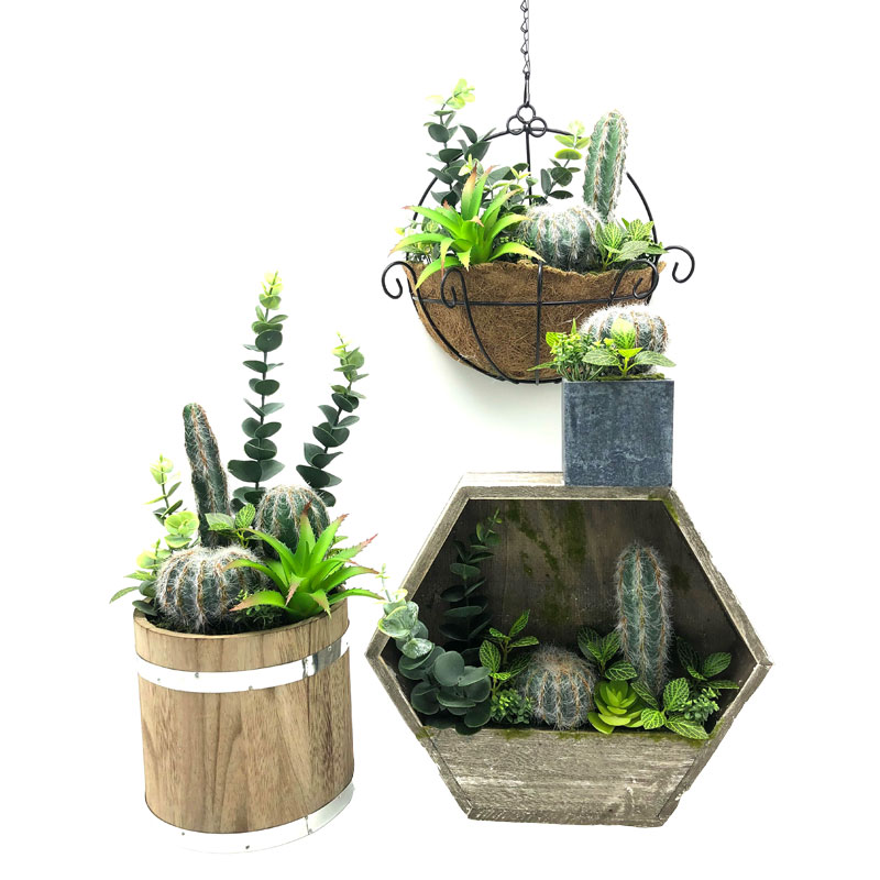 Conjunto de cactus artificial para el hogar o la oficina en maceta decorativa Decoración suculenta