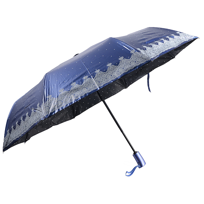 Material especial color azul Recubrimiento UV 3 veces Paraguas de apertura automática y cierre automático