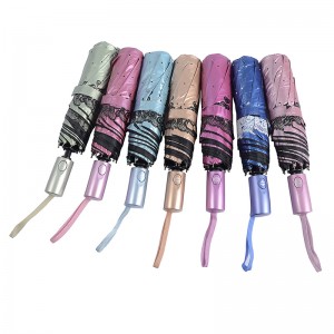 Paraguas de tela con recubrimiento UV de color verde con paraguas de función de apertura automática completa 3 veces