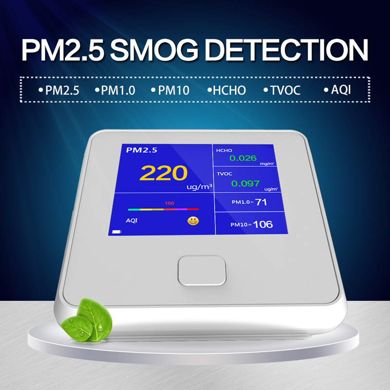 Monitor de calidad del aire Interior al aire libre Digital PM2.5 Analizador de gas TVOC HCHO AQI PM10 Probador Analizadores de aire con batería recargable
