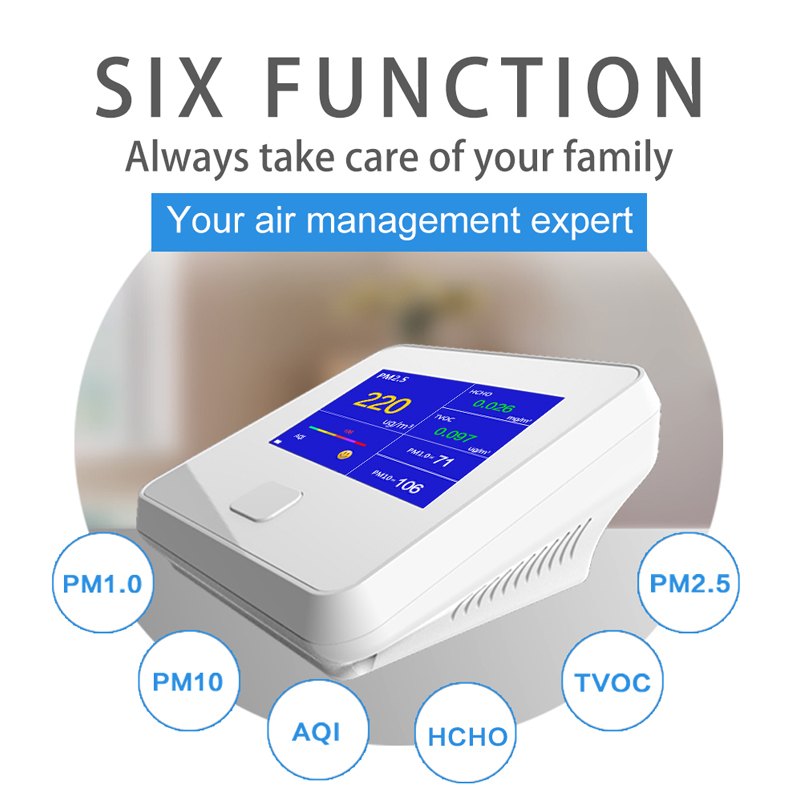 Monitor de calidad del aire Interior al aire libre Digital PM2.5 Analizador de gas TVOC HCHO AQI PM10 Probador Analizadores de aire con batería recargable