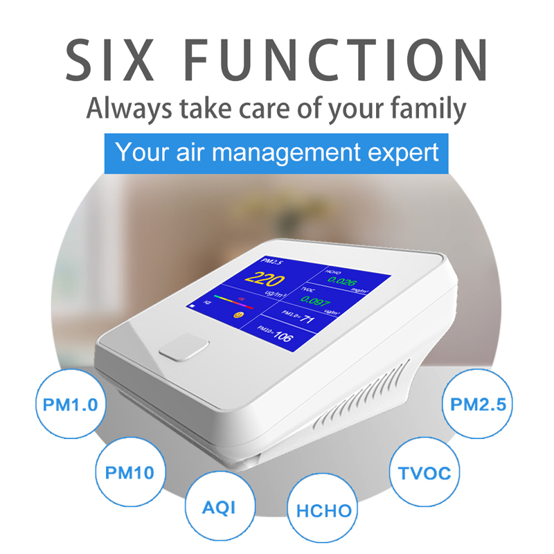 Dienmern DM103 Detector de calidad del aire para PM2.5 + HCHO + TVOC + AQI + PM1.0 + PM10