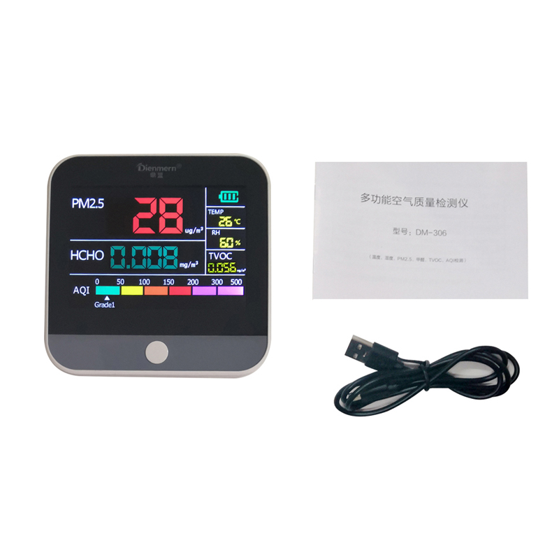 Dienmern Smart Air Quality Detector DM306 monitor de gas con sensor láser Alta sensibilidad PM2.5 HCHO TVOC TEMP HUM