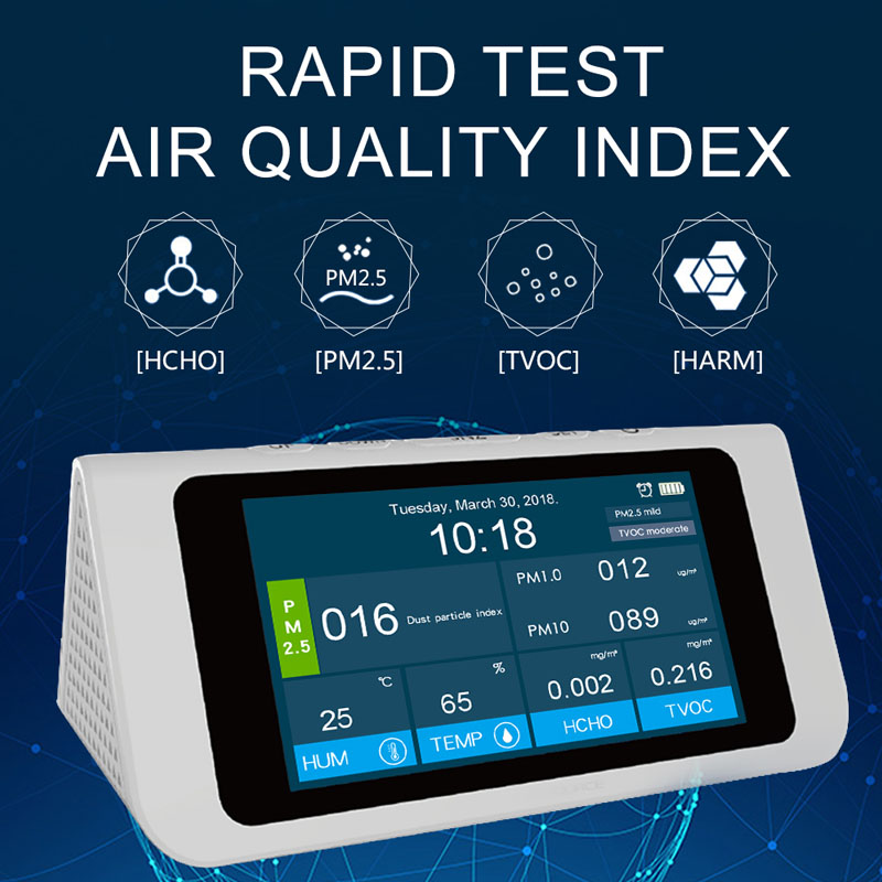 Dienmer Detector de aire multifunción Sensor de gas portátil Calibración inteligente PM2.5 PM10 PM1.0 HCHO Analizador de calidad del aire Analizador de gases