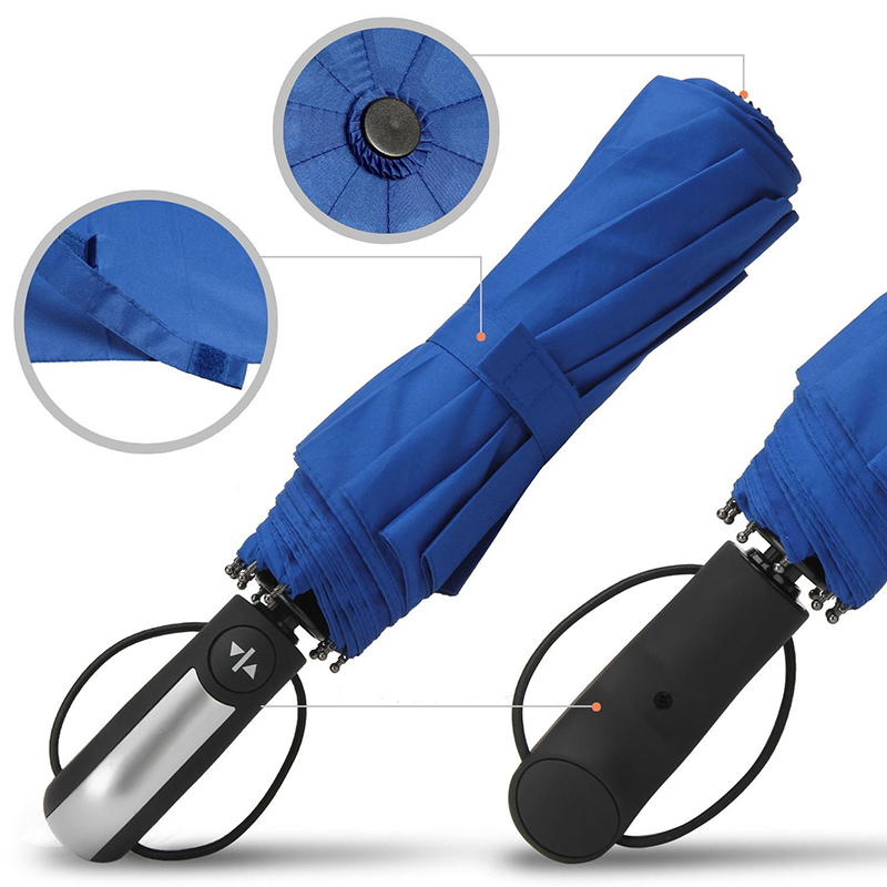 Paraguas de lluvia de 10 costillas, 3 pliegues, apertura automática y cierre automático con impresión personalizada
